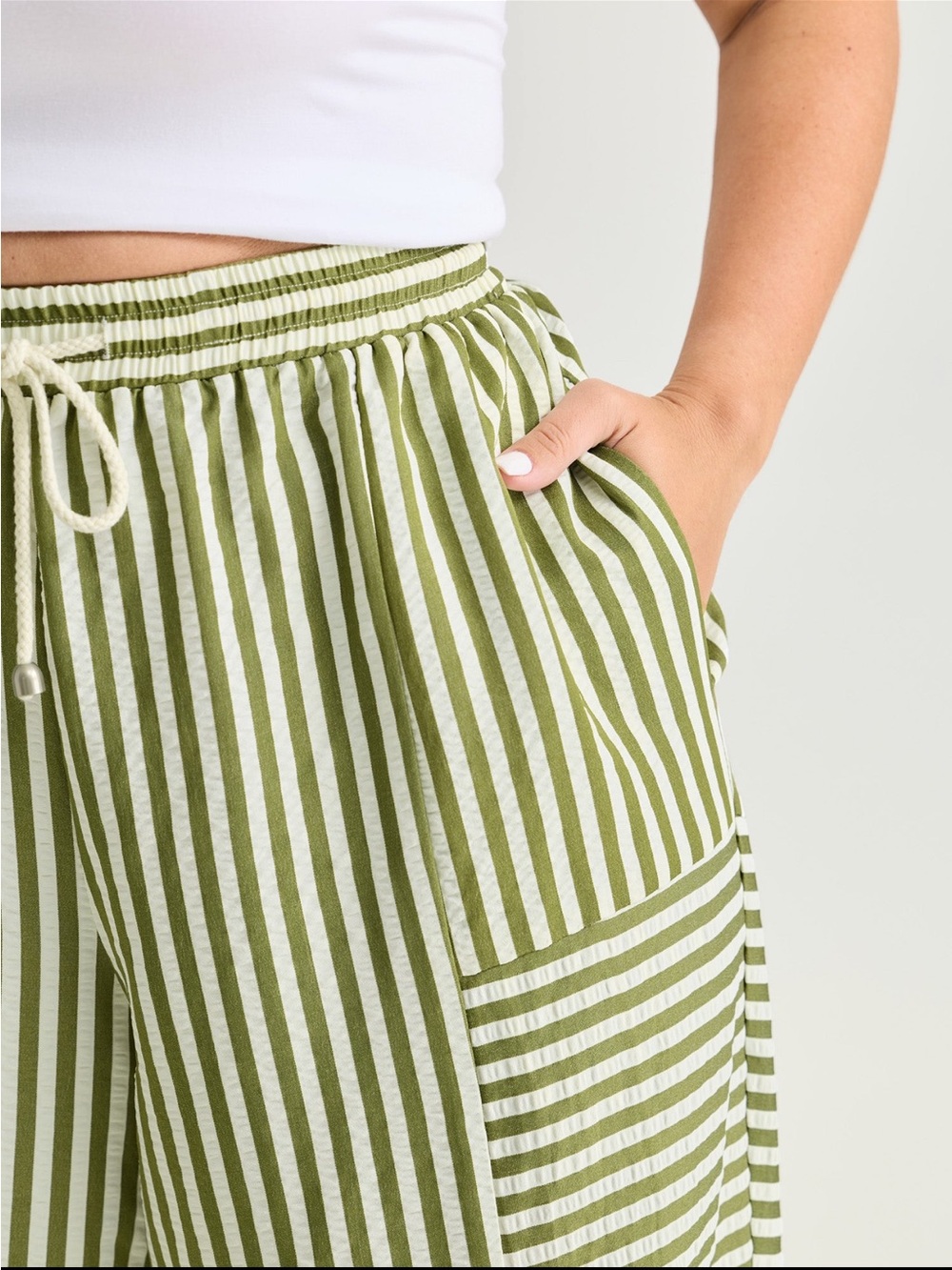 BloomChic Striped Olive Green Drawstring Jogger Pants size 1X(14-16) - Picture 3 of 16